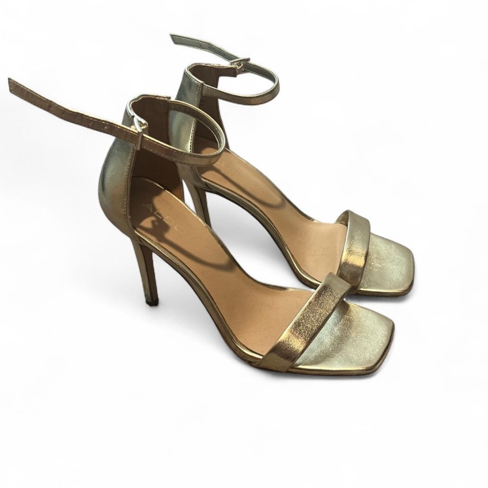 Aldo Metallic Gold Ankle Strap High Heel Sandals